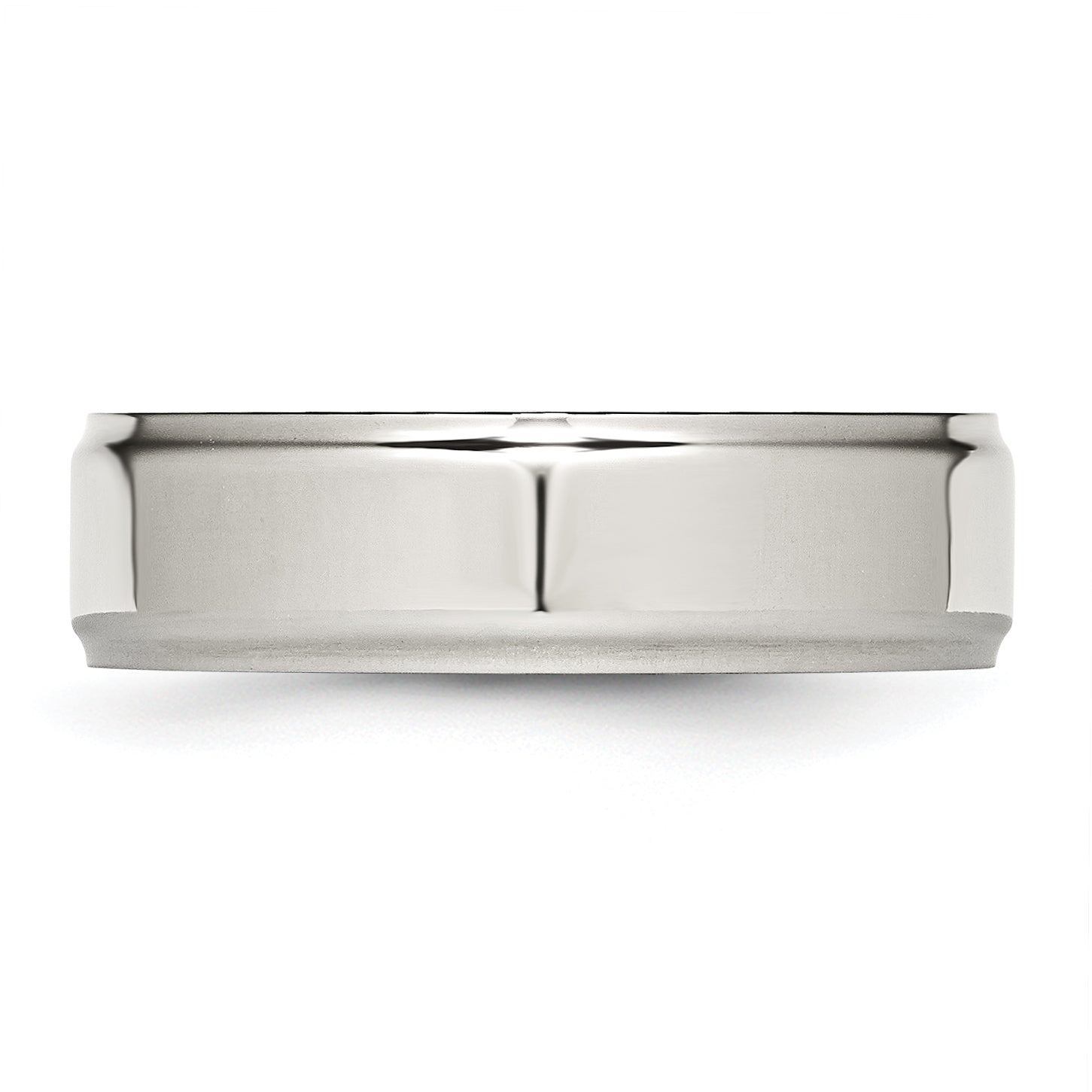 StainleSterling Silver Steel Polished 7mm Ridged Edge Band