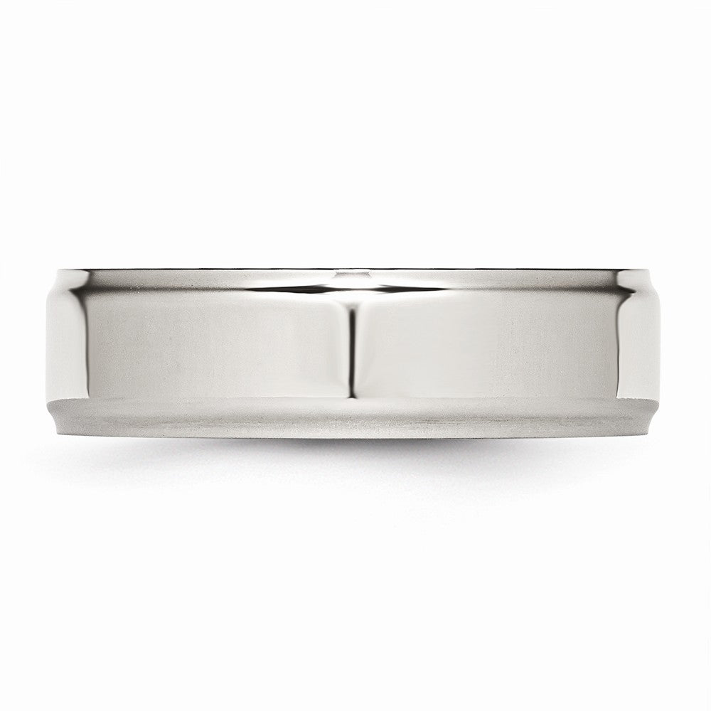 Sophia Jewelers Stainless Steel Ridged Edge Polished 7mm Engravable Wedding Band - 7 - 7