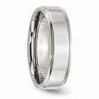 Sophia Jewelers Stainless Steel Ridged Edge Polished 7mm Engravable Wedding Band