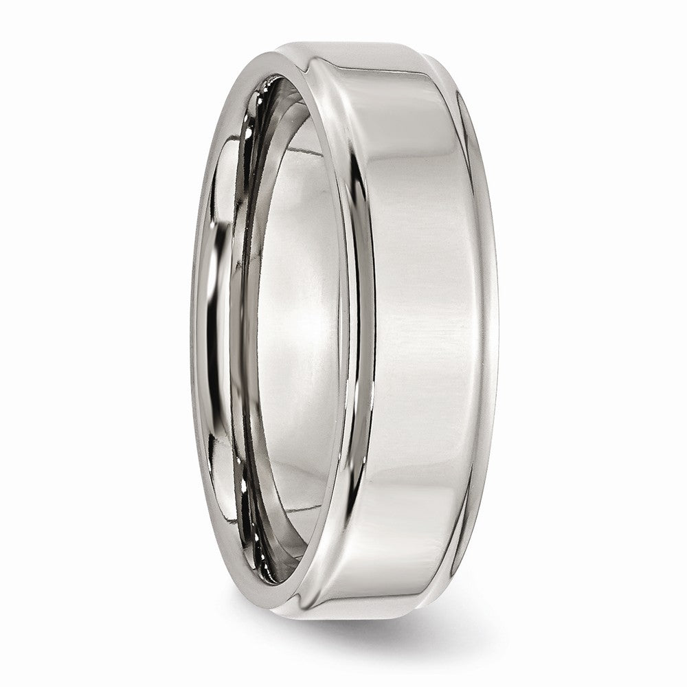 Sophia Jewelers Stainless Steel Ridged Edge Polished 7mm Engravable Wedding Band