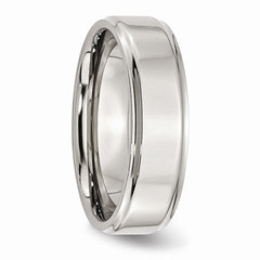 Sophia Jewelers Stainless Steel Ridged Edge Polished 7mm Engravable Wedding Band - 7 - 7