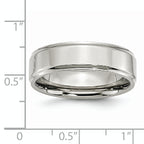 StainleSterling Silver Steel Polished 7mm Ridged Edge Band