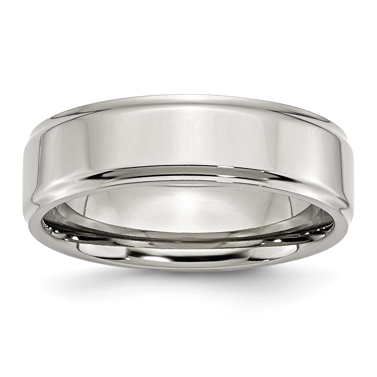 Stainless Steel Polished 7mm Ridged Edge Band Main image