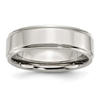 Sophia Jewelers Stainless Steel Ridged Edge Polished 7mm Engravable Wedding Band