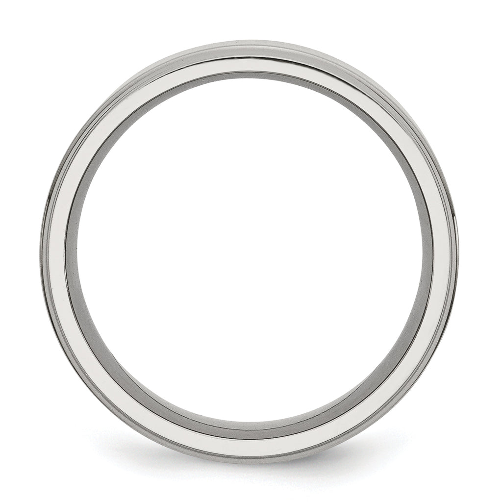 Ridged Edge Comfort-Fit Wedding Band in Stainless Steel, 8mm