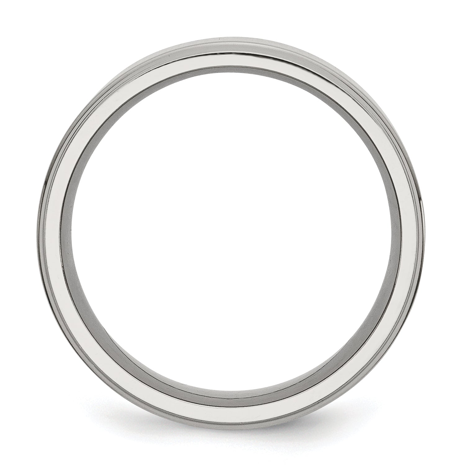 Ridged Edge Comfort-Fit Wedding Band in Stainless Steel, 8mm