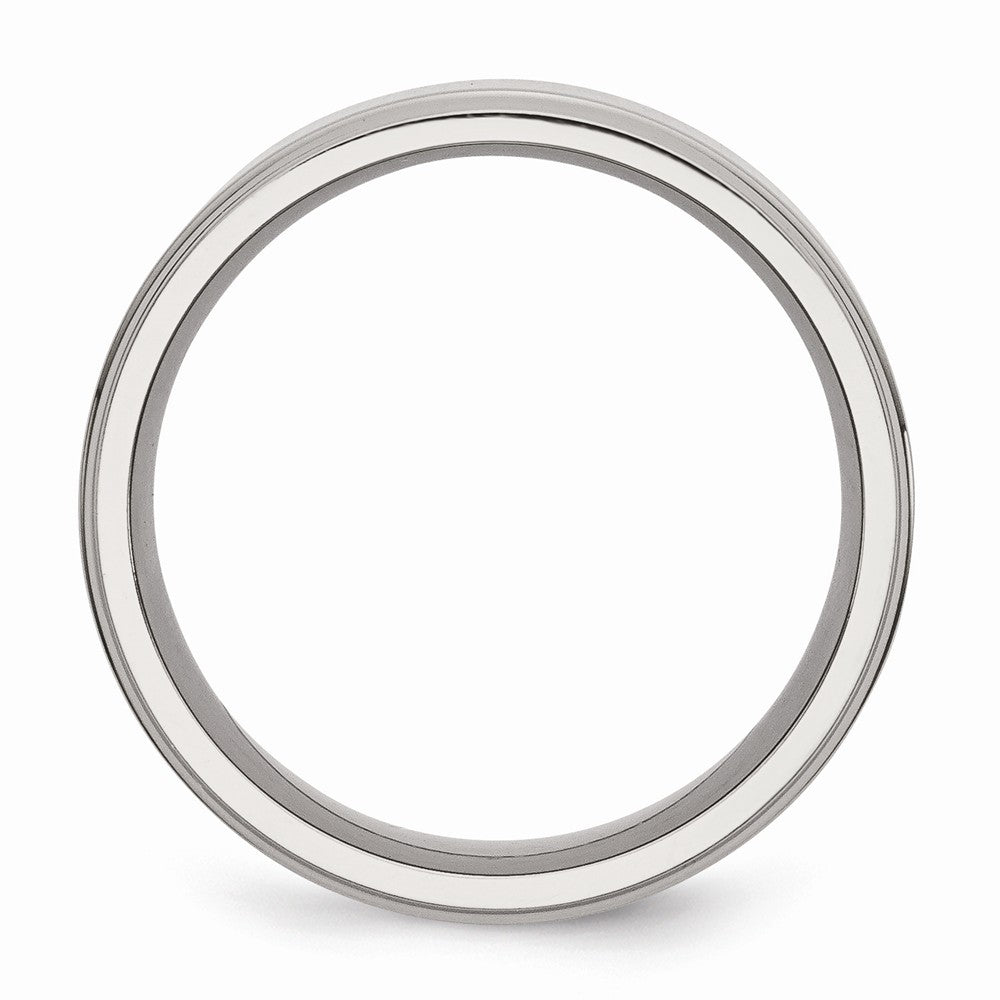 Stainless Steel 8mm Ridged Edge Polished Wedding Band Engravable - 8 - 8