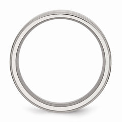 Stainless Steel 8mm Ridged Edge Polished Wedding Band Engravable - 8 - 8