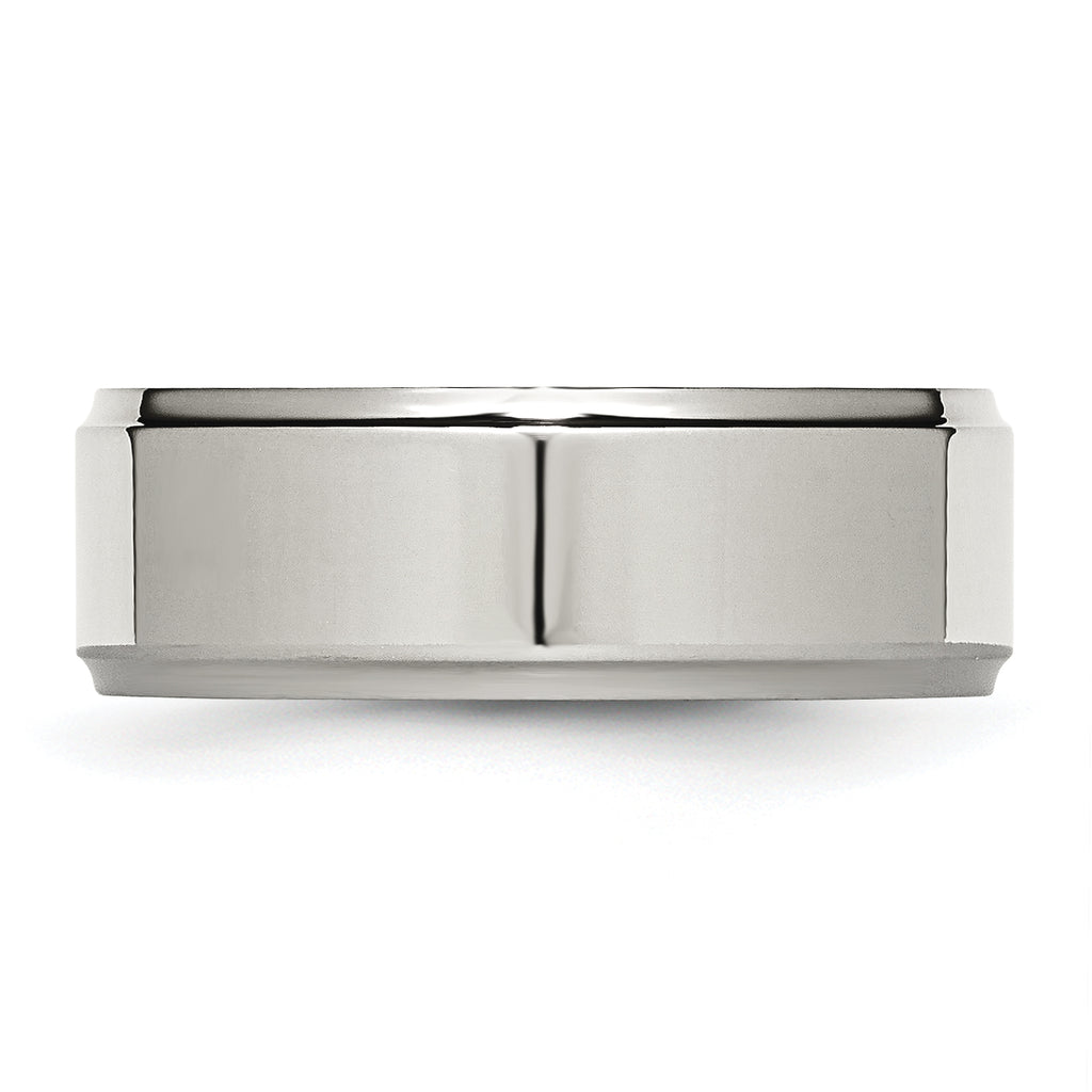 Ridged Edge Comfort-Fit Wedding Band in Stainless Steel, 8mm
