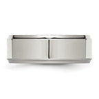 Ridged Edge Comfort-Fit Wedding Band in Stainless Steel, 8mm