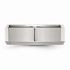 Ridged Edge Comfort-Fit Wedding Band in Stainless Steel, 8mm