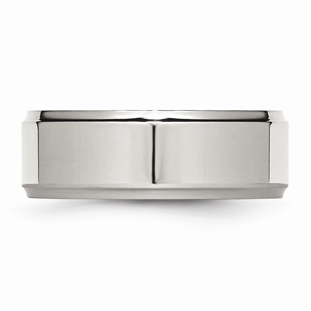 Ridged Edge Comfort-Fit Wedding Band in Stainless Steel, 8mm