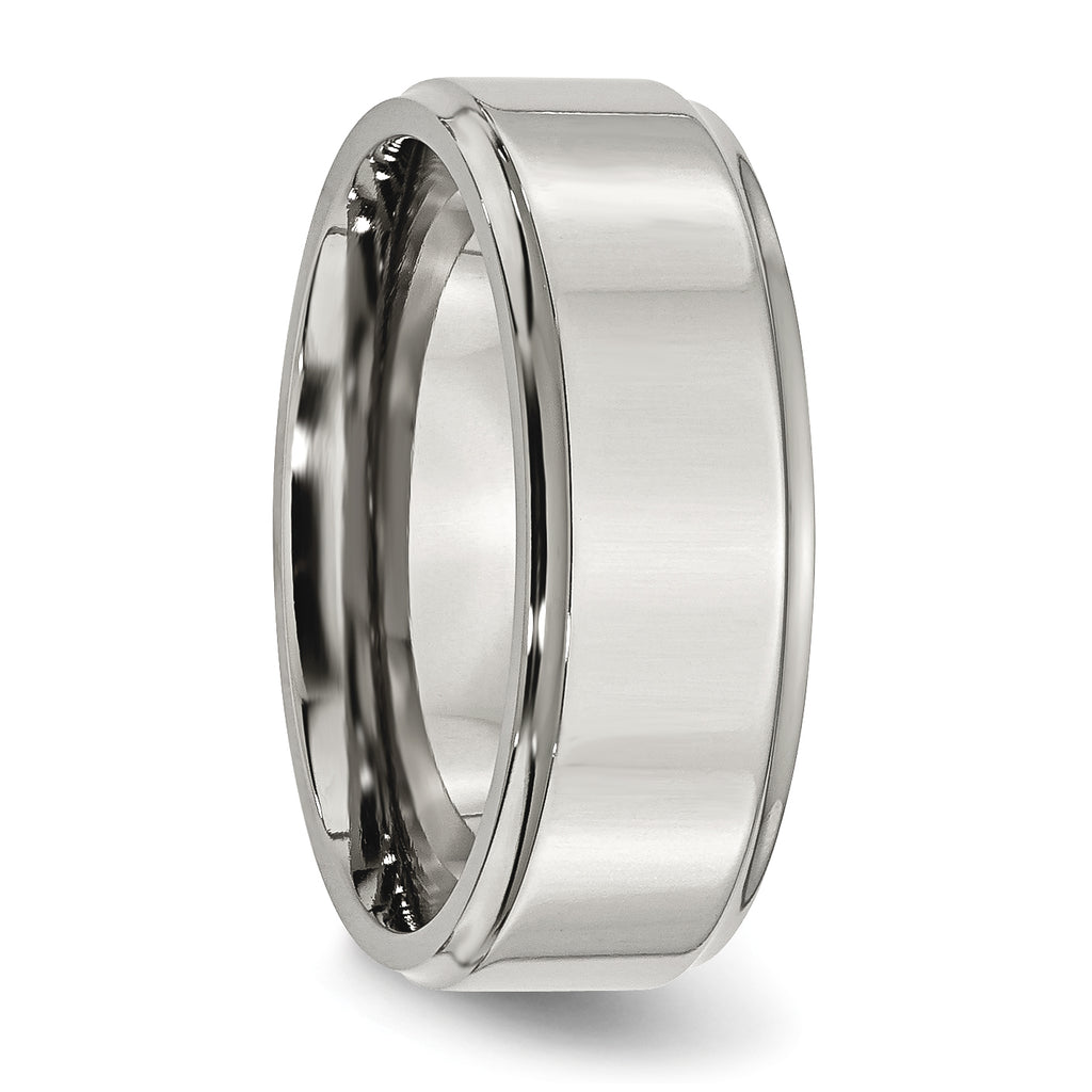Ridged Edge Comfort-Fit Wedding Band in Stainless Steel, 8mm