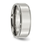 Ridged Edge Comfort-Fit Wedding Band in Stainless Steel, 8mm