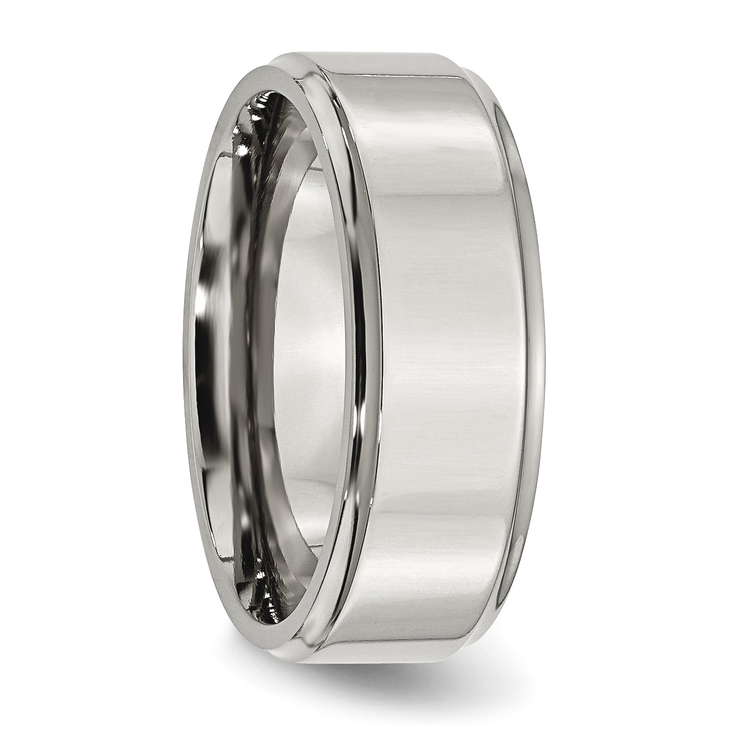 Ridged Edge Comfort-Fit Wedding Band in Stainless Steel, 8mm