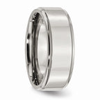 Ridged Edge Comfort-Fit Wedding Band in Stainless Steel, 8mm
