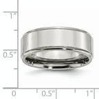 Ridged Edge Comfort-Fit Wedding Band in Stainless Steel, 8mm