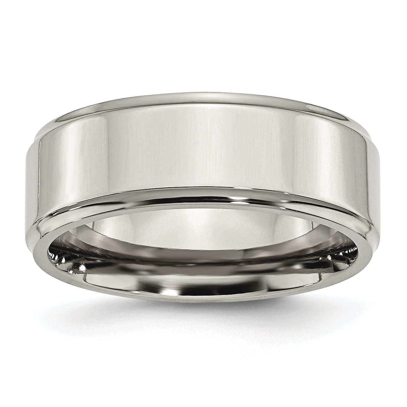 Stainless Steel Ridged Edge 8mm Polished Band Main image
