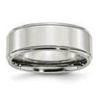 Ridged Edge Comfort-Fit Wedding Band in Stainless Steel, 8mm