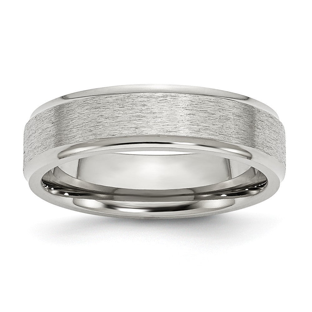 Sophia Jewelers Satin & Polished 6mm Stainless Steel Engravable Wedding Band - 6 - 6