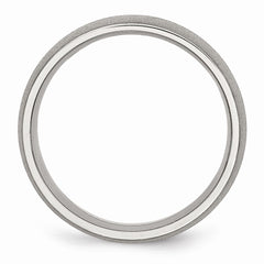 Stainless Steel Brushed 7mm Engravable Wedding Band with Domed Design