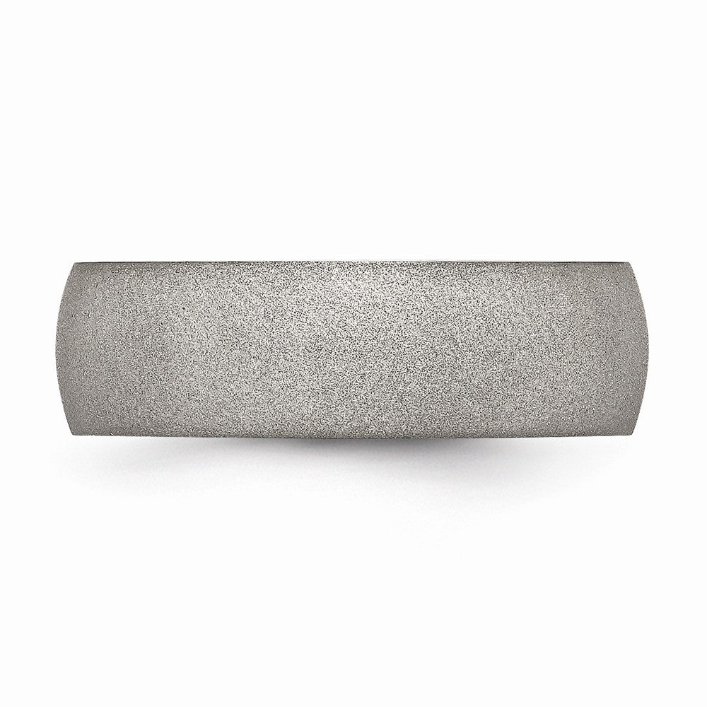 Stainless Steel Brushed 7mm Engravable Wedding Band with Domed Design