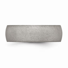 Stainless Steel Brushed 7mm Engravable Wedding Band with Domed Design