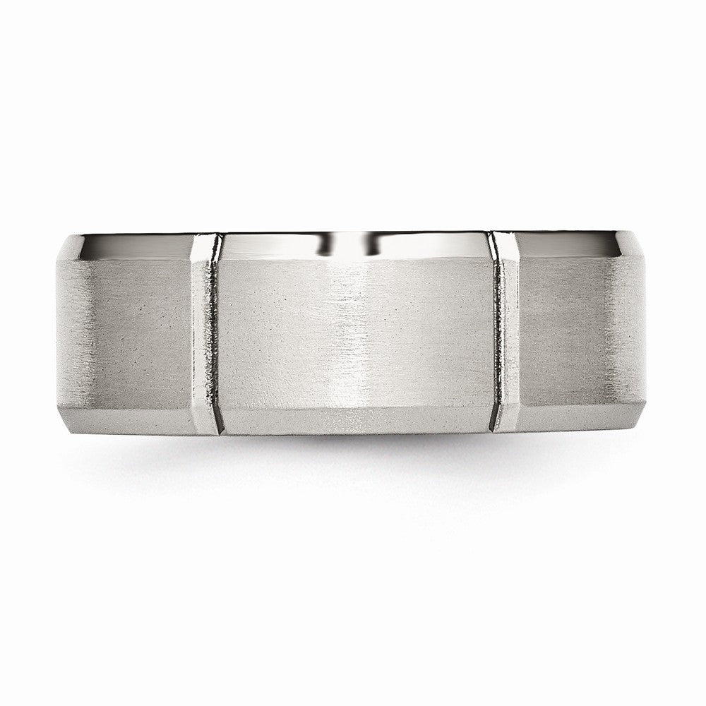 Sophia Jewelers 8mm Stainless Steel Beveled Wedding Band Engravable