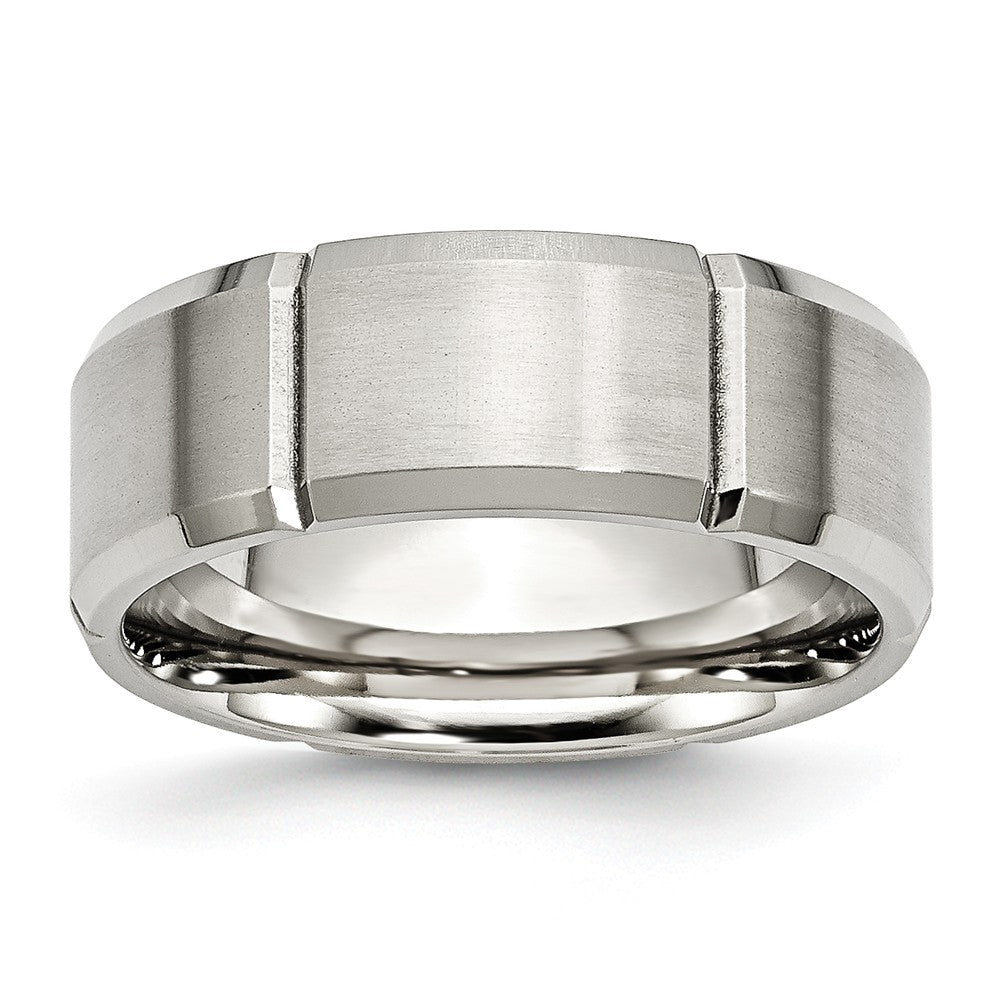 Beveled Edge Wedding Band in Stainless Steel, 8mm
