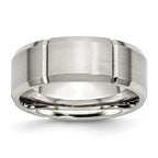 Beveled Edge Wedding Band in Stainless Steel, 8mm