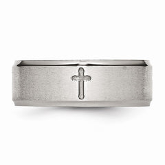 Sophia Jewelers Stainless Steel Ridged Edge Engravable Wedding Band
