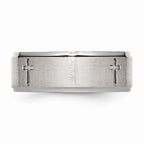 Cross Comfort-Fit Wedding Band in Stainless Steel, 8mm
