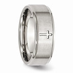 Cross Comfort-Fit Wedding Band in Stainless Steel, 8mm