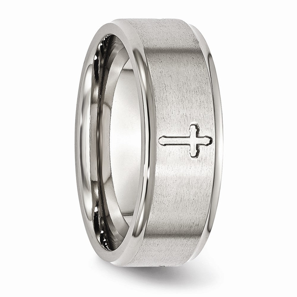 Cross Comfort-Fit Wedding Band in Stainless Steel, 8mm