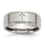 Cross Comfort-Fit Wedding Band in Stainless Steel, 8mm