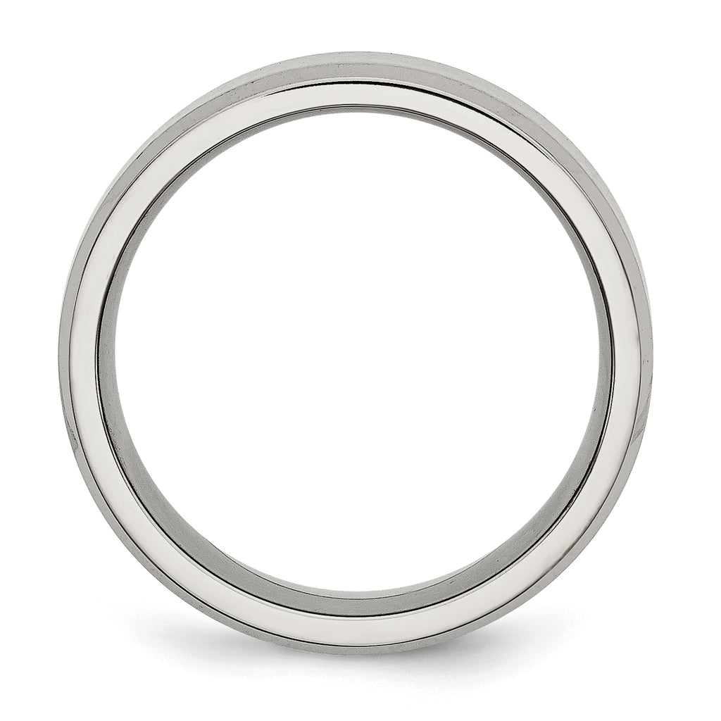 Beveled-Edge Wedding Band in Stainless Steel, 8mm