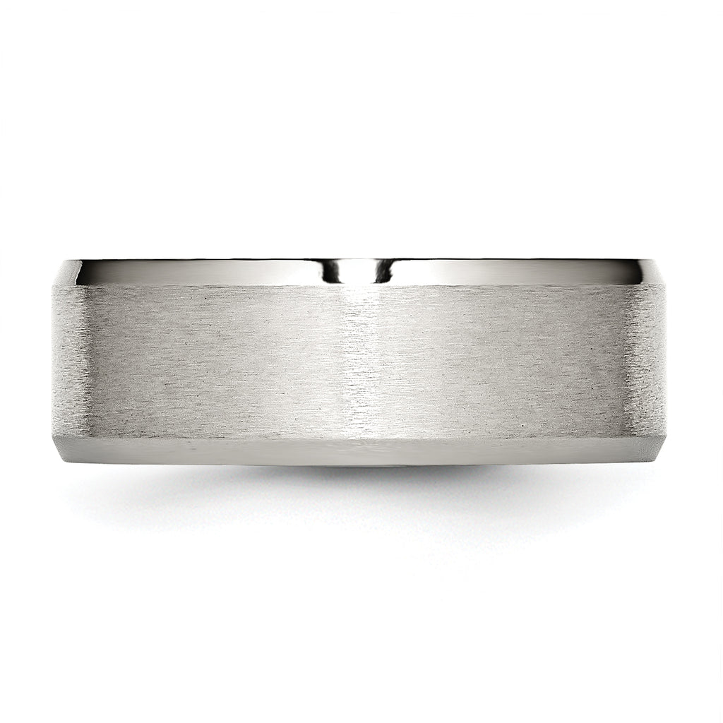 Beveled-Edge Wedding Band in Stainless Steel, 8mm