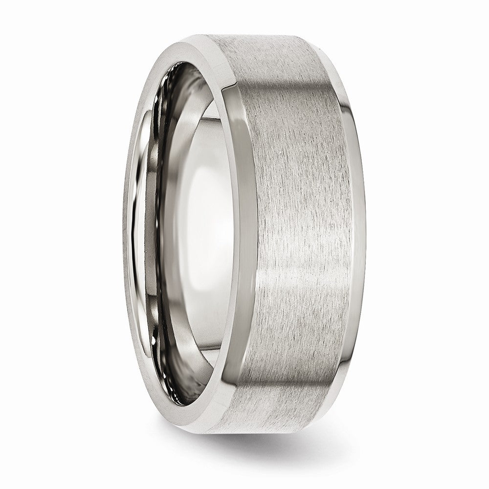 Beveled-Edge Comfort-Fit Wedding Band in Stainless Steel, 8mm