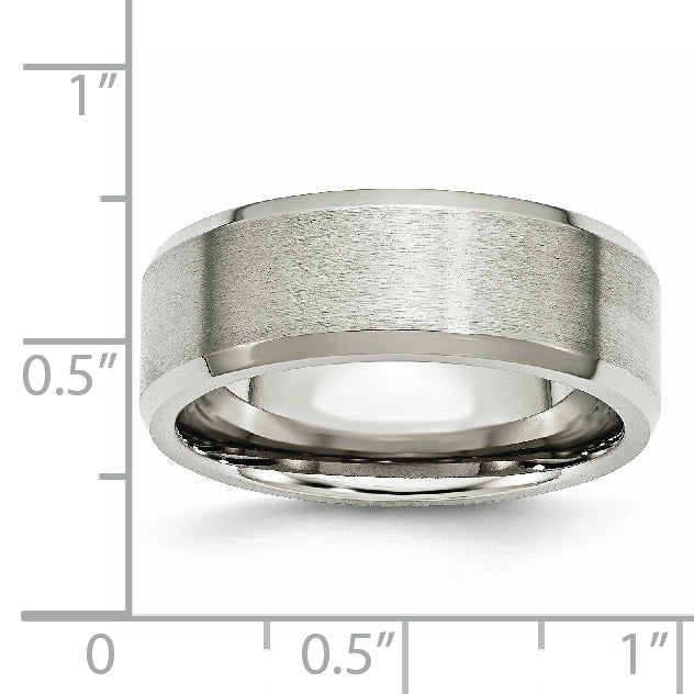 Beveled-Edge Wedding Band in Stainless Steel, 8mm