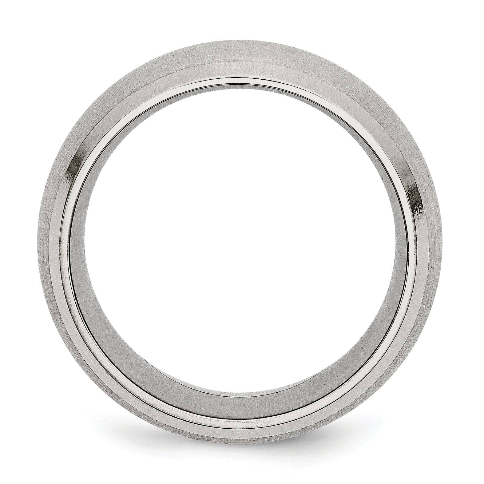 StainleSterling Silver Steel Brushed and Polished 10mm Beveled Edge Band Secondary image