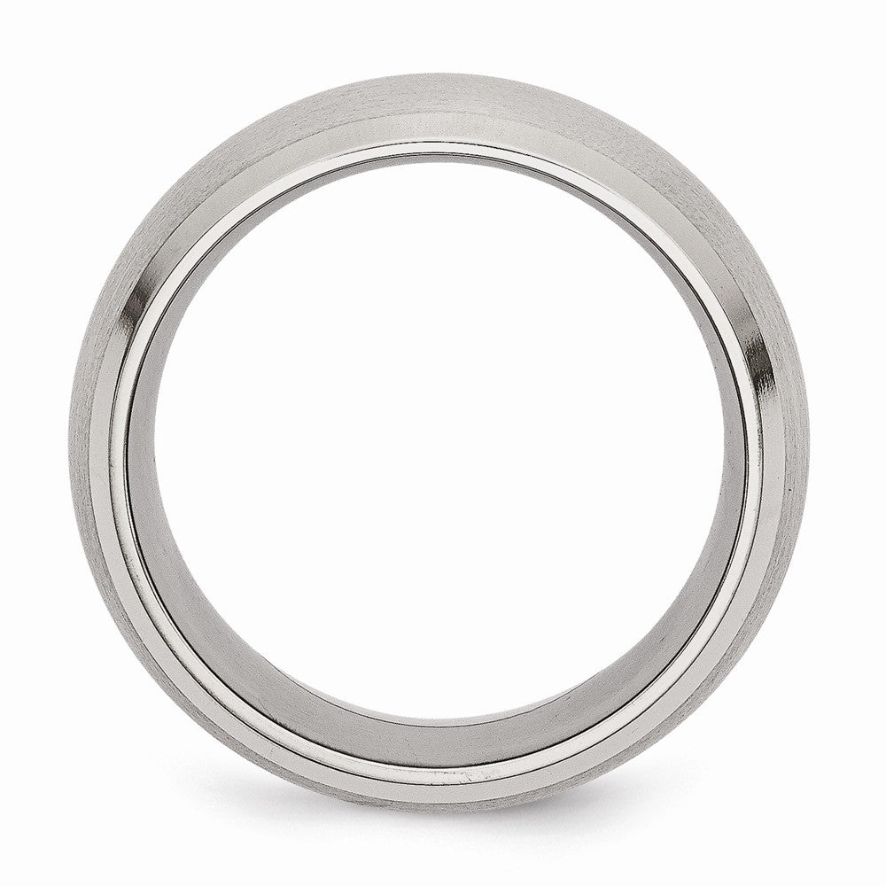 Sophia Jewelers Stainless Steel Wedding Band with Engravable Beveled Edge