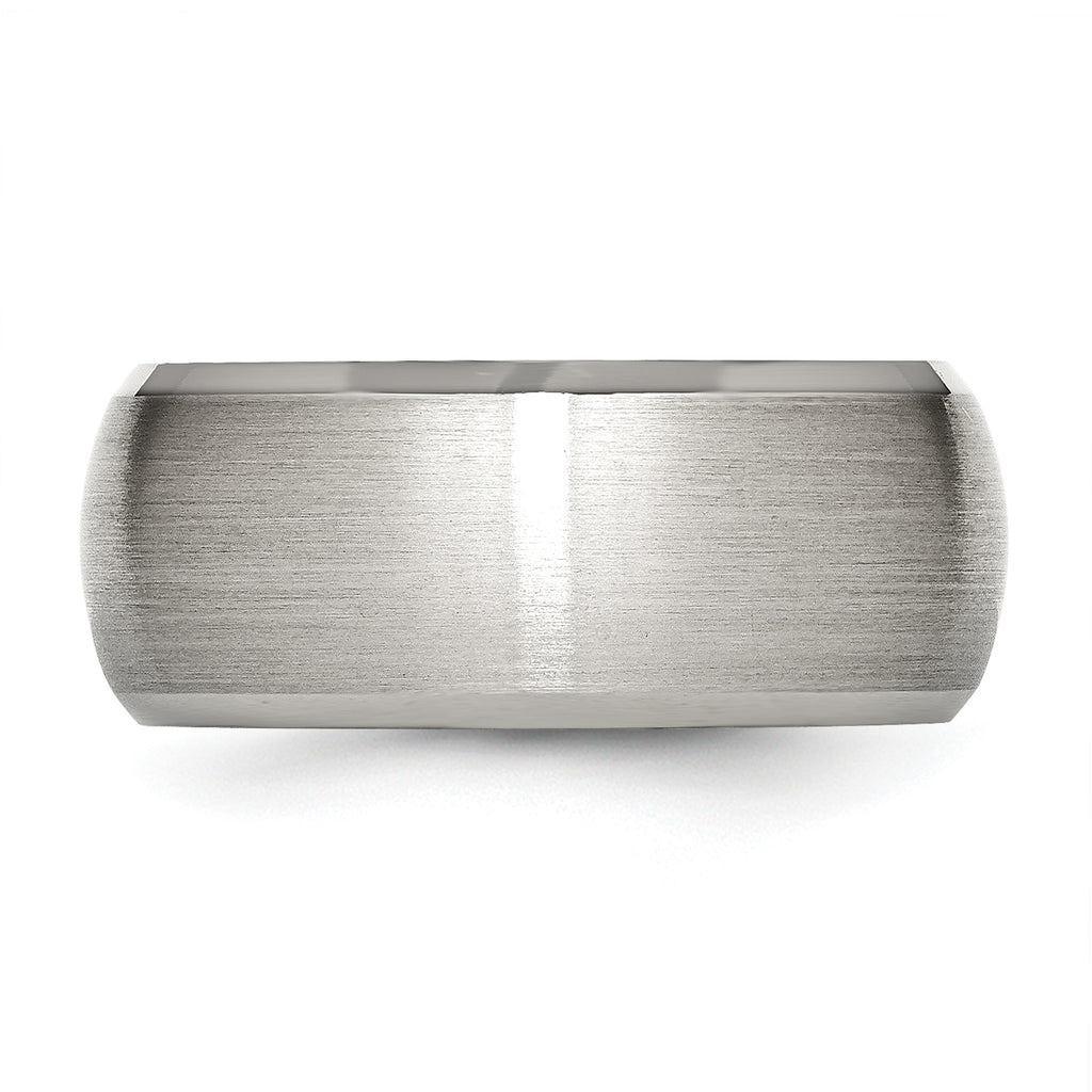 StainleSterling Silver Steel Brushed and Polished 10mm Beveled Edge Band