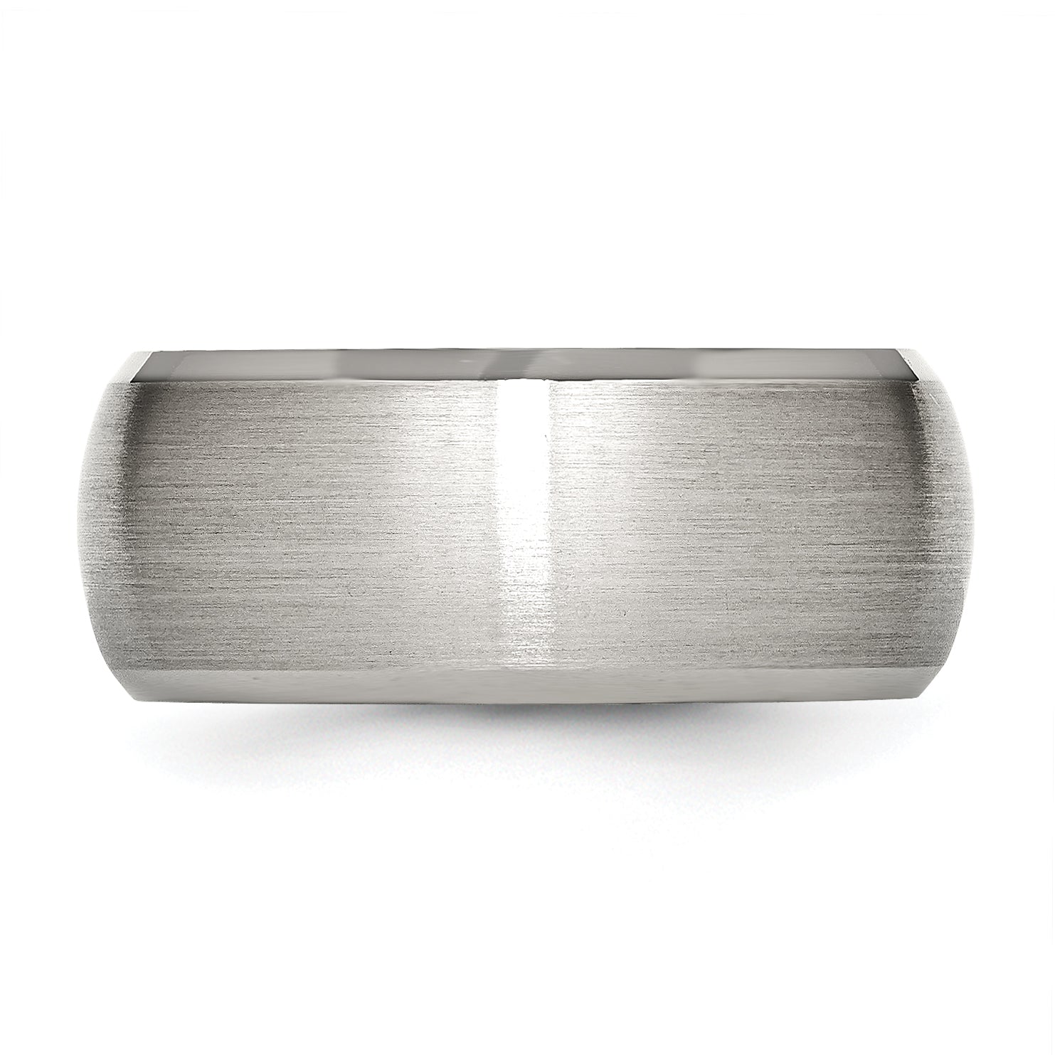 StainleSterling Silver Steel Brushed and Polished 10mm Beveled Edge Band