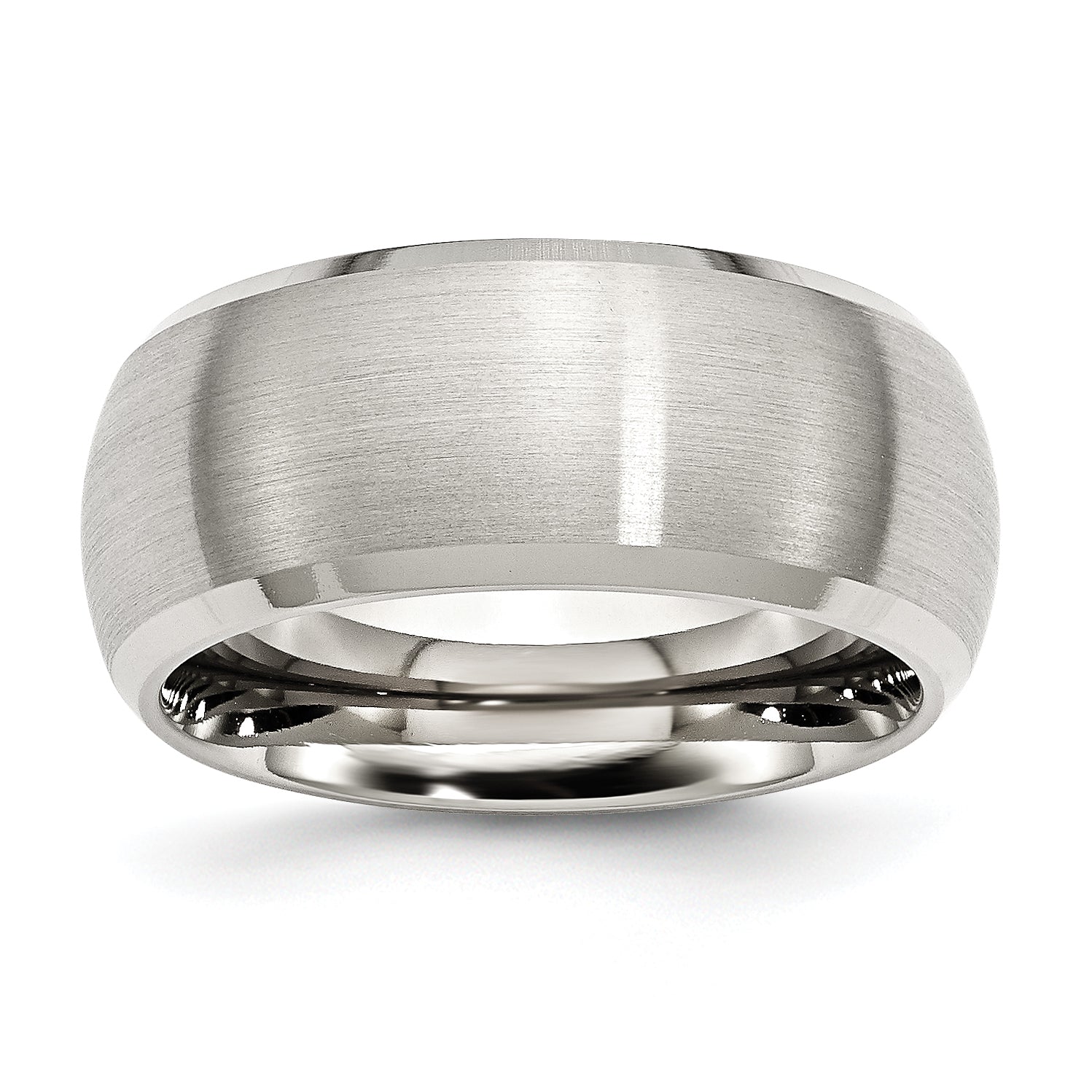 Stainless Steel Brushed and Polished 10mm Beveled Edge Band Main image