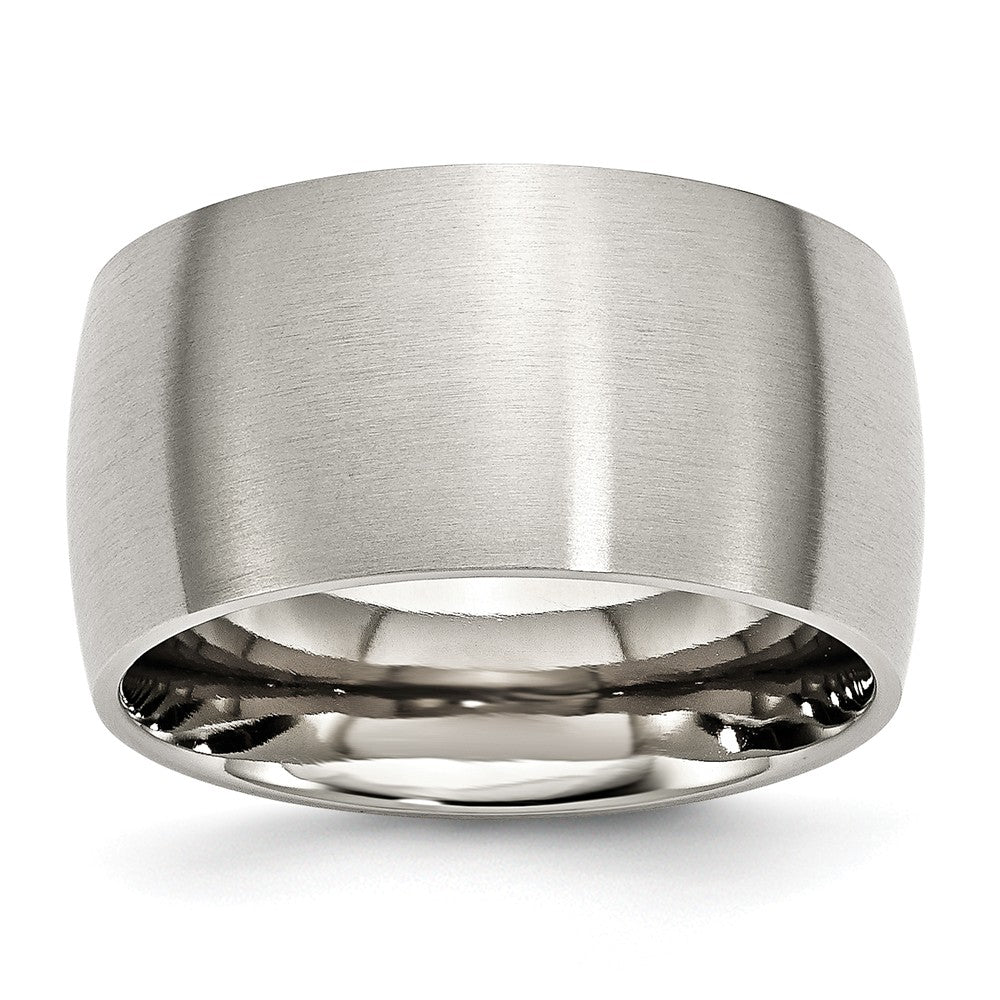 Brushed Comfort-Fit Wedding Band in Stainless Steel, 12mm