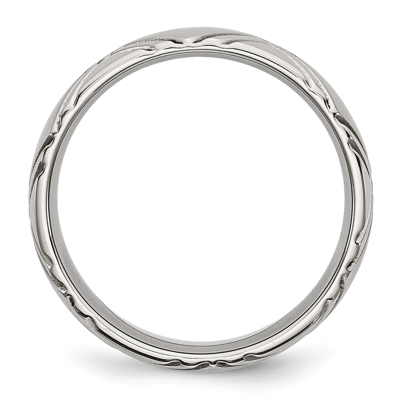 StainleSterling Silver Steel Brushed and Polished CriSterling Silver CroSterling Silver Design 6mm Band