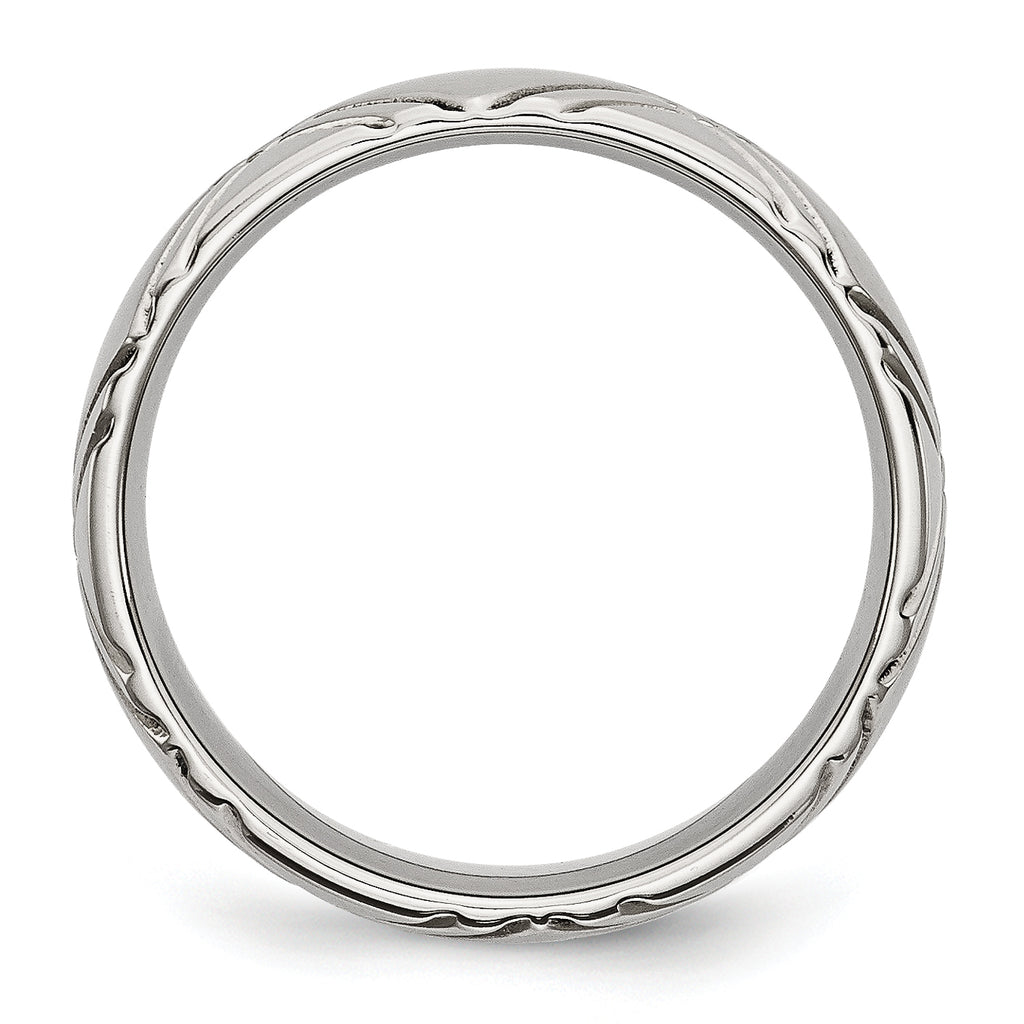 Criss-Cross Wedding Band in Stainless Steel, 6mm