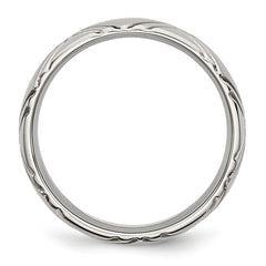 StainleSterling Silver Steel Brushed and Polished CriSterling Silver CroSterling Silver Design 6mm Band
