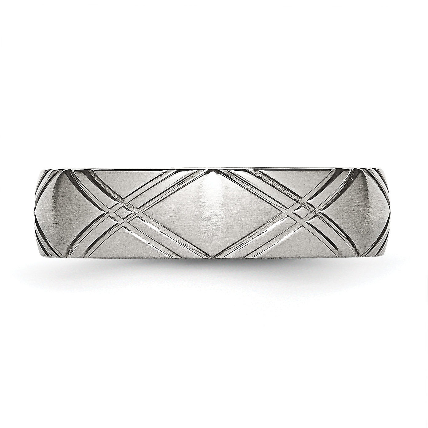 StainleSterling Silver Steel Brushed and Polished CriSterling Silver CroSterling Silver Design 6mm Band