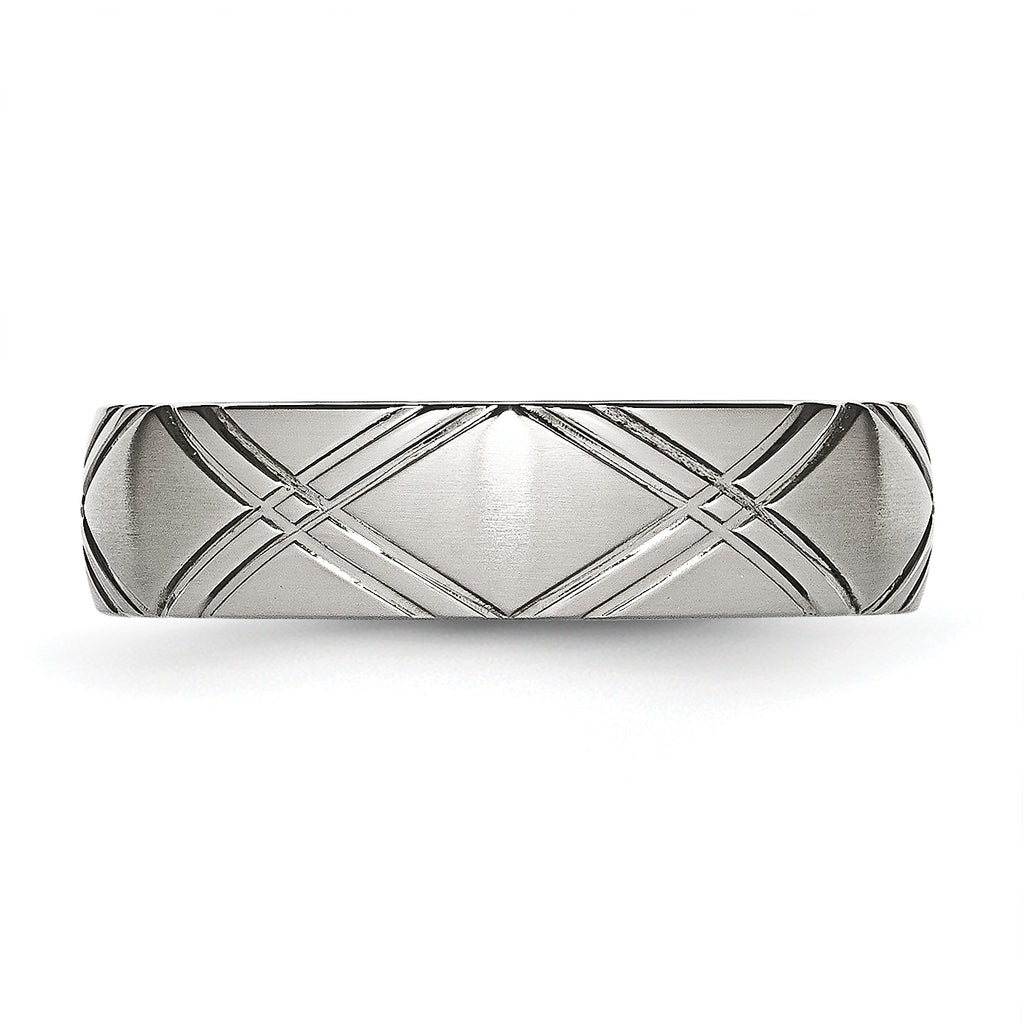 Criss-Cross Wedding Band in Stainless Steel, 6mm